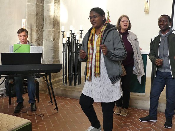 G&auml;ste in der Frauenbergkirche (Foto: R. Englert)